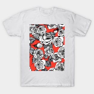 White roses pattern T-Shirt